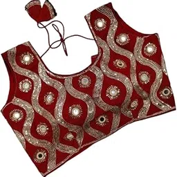 Designer Mirror Work Sleeveless Readymade Blouse for Women – Back Dori Style – Party-image-55