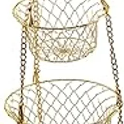 MERISHOPP 3-Tier Fruit Vegetable Basket Fruit Hanger Storage Stand Kitchen Organizer Golden-picture-18
