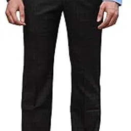 park avenue Men's Poly Rayon Blend Checks Pattern Smart Fit Flat Front Formal Trouser-picture-18