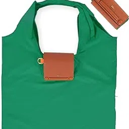 hie Lepayt Foldable Tote Bag (Buy 2 Get 1 Free) | Women Lightweight, Compact & Durable Handbag | Eco-Friendly Convertible Travel Tote with Detachable Golden Metal Keychain Loop & Vegan Leather Cover.-picture-11