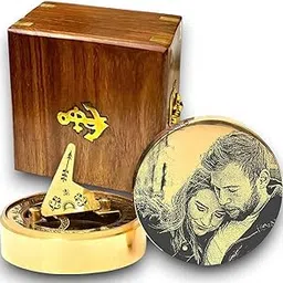 Personalized Photo on Sundial Compass with Wood Box Brass Nautical Birthday Gift for Your lovedones-image-1