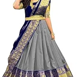 homry TIRUPATI ENTERPRISE Chanderi New Designed South Indian Unstitched Lehenga Choli For Women And Girls-Kumkum.… (Free Size, Grey)-picture-10