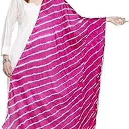 Women's Leharia Rani Pink Chinon Dupatta-image-0