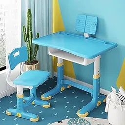 StarAndDaisy Kids Functional Desk and Chair Set, Height Adjustable Children School Study Table with, Bookholder Slot, Storage for Boys Girls.Sturdy 2 to 12 Years, Doodle Board -(Blue)-image-48
