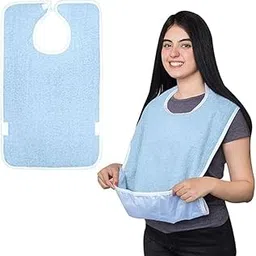 Washable Adult Bib | Large Clothing Protector for Eating | Washable & Reusable Food Bib for Seniors, Elderly, Disabled | Adult Dining Apron with Adjustable Neck Strap (Pack of 1)-picture-15