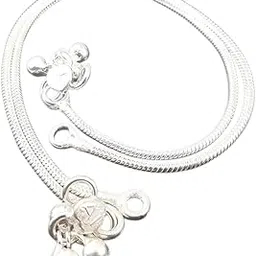 t trendy mart Silver Plated Anklets, Traditional Ghungroo Payal with Bells, 26.7 cm, White-picture-32