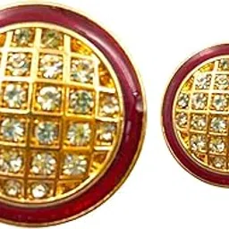 Ani accessories Pack of 16 8 Big and 8 Small Classic Enameled Crystal Rhinestone Metal Button for Coat Blazer Suit, Sherwani and Indian Dresses Sports Coat Size (30L & 34L) (Red)-picture-35