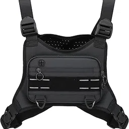 Tazweeq 1 Pack Sports Chest Bag for Men, Water Resistant Lightweight Front Running Vest Bag With Built-In Phone Holder & Extra Storage, for Workouts, Cycling, Black image 1