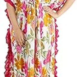 onekbhalo Women's Satin Floral Kaftan Nighty Maxi Gown-picture-35