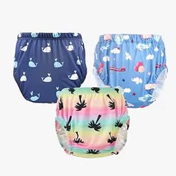 Chinmay Kids Reusable Adjustable Swim Diaper Combo – Pack of 3 Printed Underpants for Infant Boys & Girls | L | Color 44-picture-23