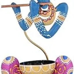 Atithi Art Metal Hand Printed MURALI Krishna T Light Candle Holder Perfect for Home Decor/Office Table Top Decoration/Statue for Living Room Decorative/Diwali Festival Decor for Gift Items (Blue)-picture-21