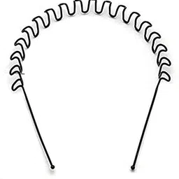 fluzov Zig Zag Wave Metal Hair Band for Unisex - Black-picture-31