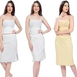 mybody Mini Cotton Rich Regular Half Skirt Slip for Women - Knee Length Petticoat(Pack of 3)-picture-27