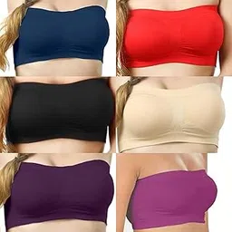 pennycreek Women's Women Tube Non Padded Bra Strepless (Pack of 6) Free Size (30 to 40) Multicolour-picture-37