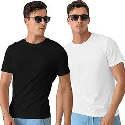 creativit Unisex Plain Casual Half Sleeve Round Neck T-Shirt | 100% Recycled Cotton Rich T-Shirt Pack of 2-picture-47