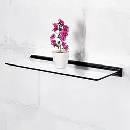 Deco Window 36" X 9" Tempered Glass Shelf for Wall Floating Shelves 8mm Thick Bathroom Storage Organizer with Concealed Mount (Black)-picture-10