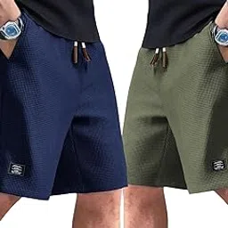Men's Shorts Combo Pack | Stylish Slim Fit Casual Shorts for Men | Elastic Waistband | Breathable & Lightweight Fabric | Pack of 2-picture-44