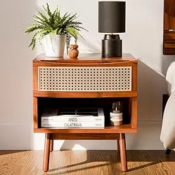 Bme Solid Wood Nightstand with Elegant Curved Shape, Nancy Side Table, Dark Chocolate-picture-29