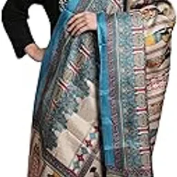 exotic india Batik Afro Women Motif Printed Banglori Satin Dupatta with Tassels-picture-13