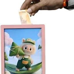 DARSHANAM WORLD Space Theme Money Bank for Kids | Baby Learning Piggy Bank | Cartoon Astronaut Rocket Design Coin & Cash Saving Box | Educational Gift for Children (Pink)-image-11