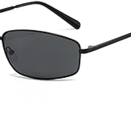 huvora Old Money UV400 Protected Rectangle Sunglasses for Men Stylish - Narrow Wrap Rectangular Metal Frame Retro Goggles with UV Protection for Driving Riding Beach - Branded Shades-picture-16