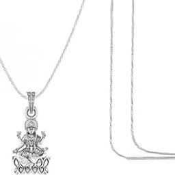 akshat sapphire Goddess Laxmi Ji Chain Pendant (Pendant with Rope Chain-22 inches) for Men & Women Pure Silver Lord Laxmi Ji Chain Locket for Health & Wealth - MPSR7013-picture-18