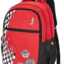 skybags Polyester Printed Pattern Drip Plus 01 3 Compartment Backpack (Red, Large)-picture-21