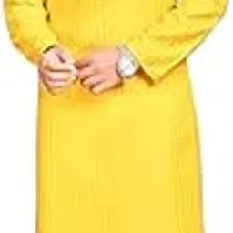 americangolf Mens' Cotton Straight Zari Lining Kurta (42, Yellow)-picture-15