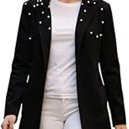 sfoty Women’s Longline Pearl-Studded Stylish Long Shrug for Casual & Party Outfits-picture-12