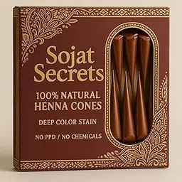 Sojat Secrets Natural Henna Cones, Deep Colour Stain, Chemical-Free, 100% Natural-picture-37