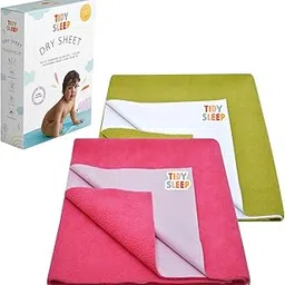 Tidy Sleep Instadry Anti-Piling Fleece Extra Absorbent Quick Dry Sheet for New Born Babies, Cotton Bed Protector Mattress Pack of 2 Red-Olive Green Small (70x50) cm-picture-18