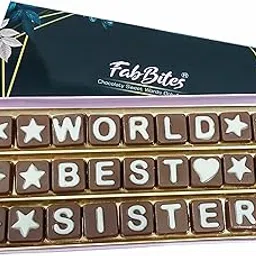 Fabbites Gift For Sister On Her Birthday|Chocolate Gift For Sister On Rakshabandhan|Rakhi Return Gift For Sister|World Best Sister Chocolate Message - 80 Gram-picture-61