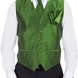 buy your ties VTHA-ADF-47-3XL - Solid Vest, Necktie, Bow Tie and Hanky Set - Green-picture-15
