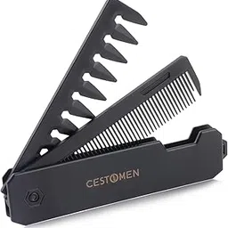 Protable Folding Pocket Comb for Men, 2 in 1 Hair Comb - Fine Tooth Comb, Styling for Everyday Grooming & Combing Hair, Beards and Mustaches (Black)-picture-19