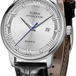 zunpai zp ZUNPAI Men's Quartz Watch, 43mm Large Face, Leather Strap, Waterproof with Date Display, Luminous Analog Calendar-picture-19