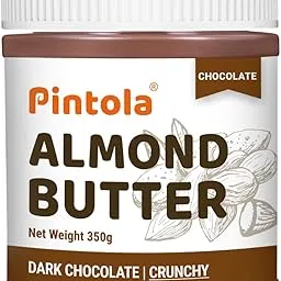 Pintola Almond Butter Dark Chocolate Crunchy 350g, | High Fiber | Crispy | Gluten & Cholesterol Free | 14g Protein | Made with dark chocolate & fresh almonds-picture-11