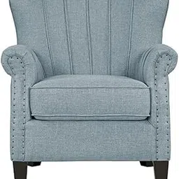 MTK WOOD PLAZA Haywa Upholstered Armchair wingback Chair Wing Back Chair for livingroom Bedroom Office (Sky Blue)-picture-11