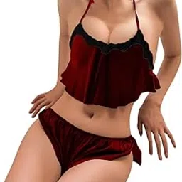 Babydoll Lingerie Set for Women – Sexy Nightwear Honeymoon Night Dress Comfortable Intimate, Luxury Lace Trim, Stylish Bikini Set-image-43