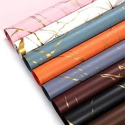 Zarwani Waterproof Mrable Pattern Gift Wrapping Paper Sheet | Korean Style Bouquet Wrap Sheets, Gift Paper Birthday Gift. Mix Color(10 Sheet), Multicolor, Pack Of 1-picture-42