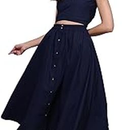 label ritu kumar Navy Dorena Top with Skirt Co-Ord Set-picture-22