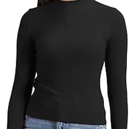 icw Women Knitted Ribbed Stretchable High Neck Long Sleeves Pull Over Top Sweater Dn67-picture-50