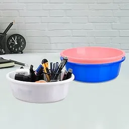 Homestic Pack of 3 Desk Organizer | Stationery Organizer | Multipurpose Organizer | Office Supplies for Pen-Pencil-Staplers | Desktop Organizer | 6 LTR | Blue & Light Pink & White-image-65