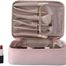 Polyester Cosmetic Organizer Bag with Pouch, Makeup Pouch for Home and Travel, Makeup Organiser for Brushes, Toiletries, Cosmetics for Women - 24 x 17 x 7 cm pistachio-Makup-beut-25-07 SB-P9238-picture-30