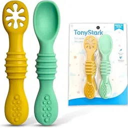 TONY STARK Weaning Spoon Set of 2, Baby Spoons Feeding, Silicone Spoon for Baby 6 to 12 Months, Gum Friendly, BPA Free, Soft & Durable Self-Feeding Spoons-picture-24