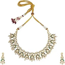 kushal's Fashion Jewellery Victorian Polished Copper Kundan Necklace Set for Women, With Push Back Earrings-picture-52
