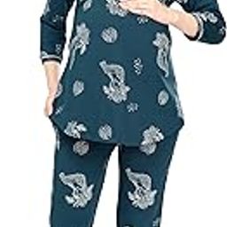 zeyo Women's Cotton Cheetah & Floral Printed Nursing & Maternity Night Suit Set of Top & Pyjama Feeding Night Dress 5805-picture-42