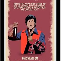 GRAY WALL Good Hope - Bollywood Movies Om Shanti Om Frame For Room & Office (Framed Poster(10X13Inch), Red), Wall Mount, Rectangular-picture-31