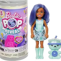 Barbie Reveal Chelsea Pop Doll, Chelsea Bubble Tea Doll with Tea Box and 5 Surprises including a small scented doll and an animal (styles may vary), HRK63-picture-66