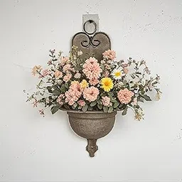 UJEAVETTE Wall Planter Birthday Gift Craft Metal Plant Pot for Balcony Patio Farmhouse-image-4