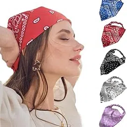 Dorakitten Hair Scarf Headband Vintage 5PCS Causal Decorative Bandana Hair Band Triangle Head Scarf-picture-38